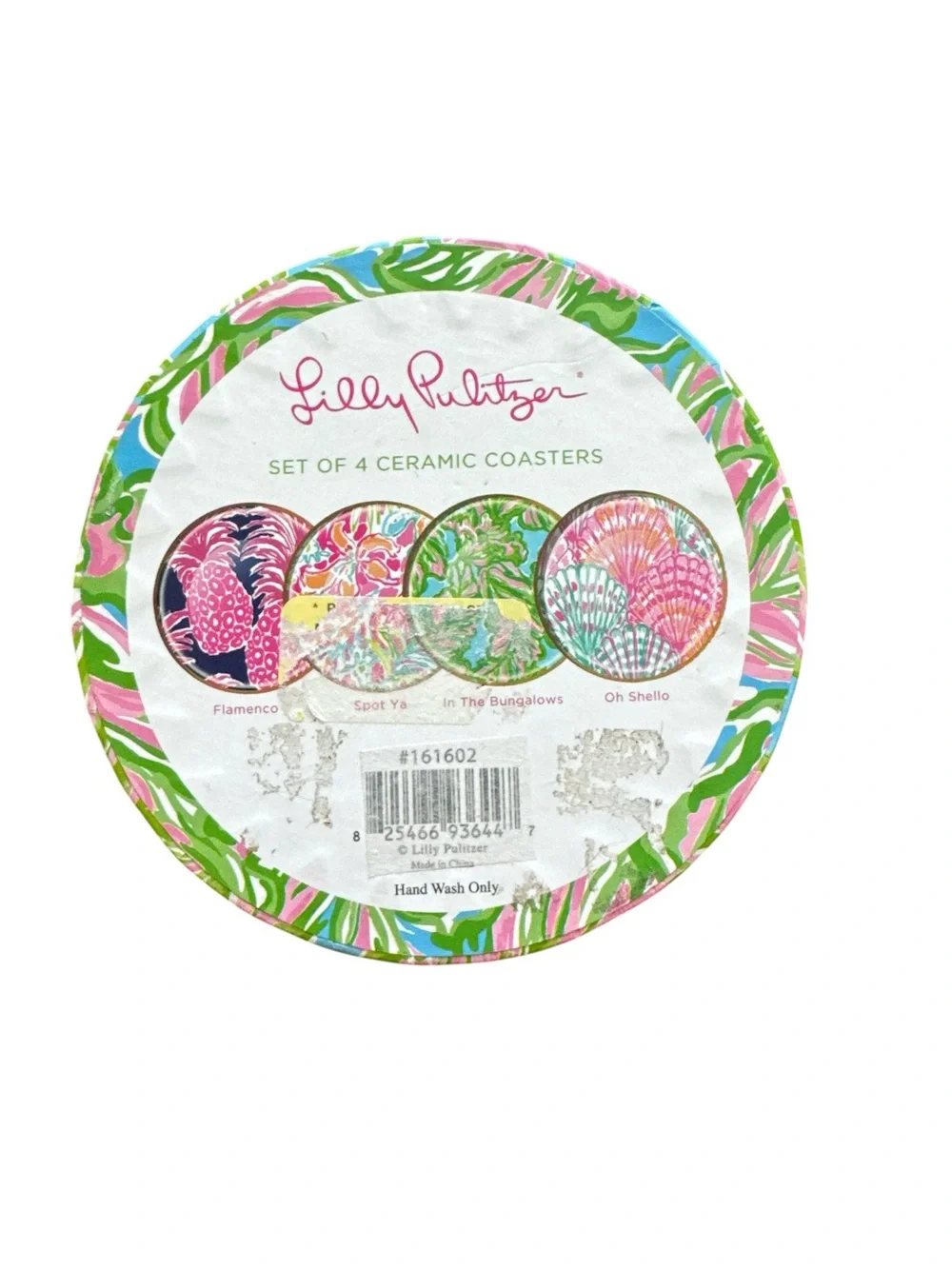 Lily Pulitzer Ceramic Coasters Set of 4 Pink Blue Preppy Coastal Grandma New
